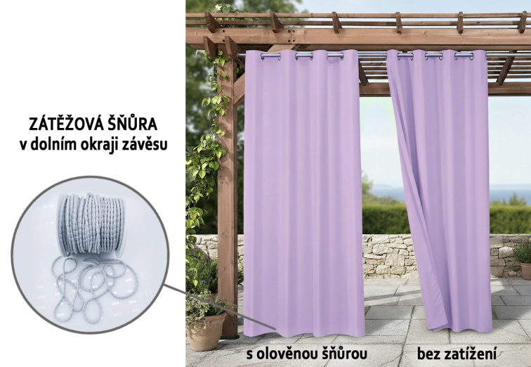 Venkovní zahradní závěs s kroužky MONTANA color 30 lila, různé rozměry MyBestHome