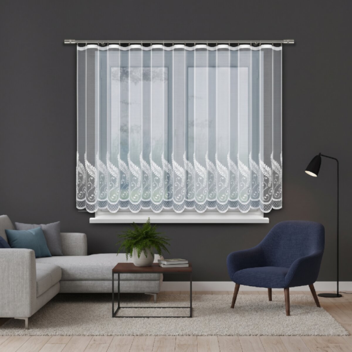 Dekorační žakárová záclona s řasící páskou YUKO 180 bílá 300x180 cm MyBestHome