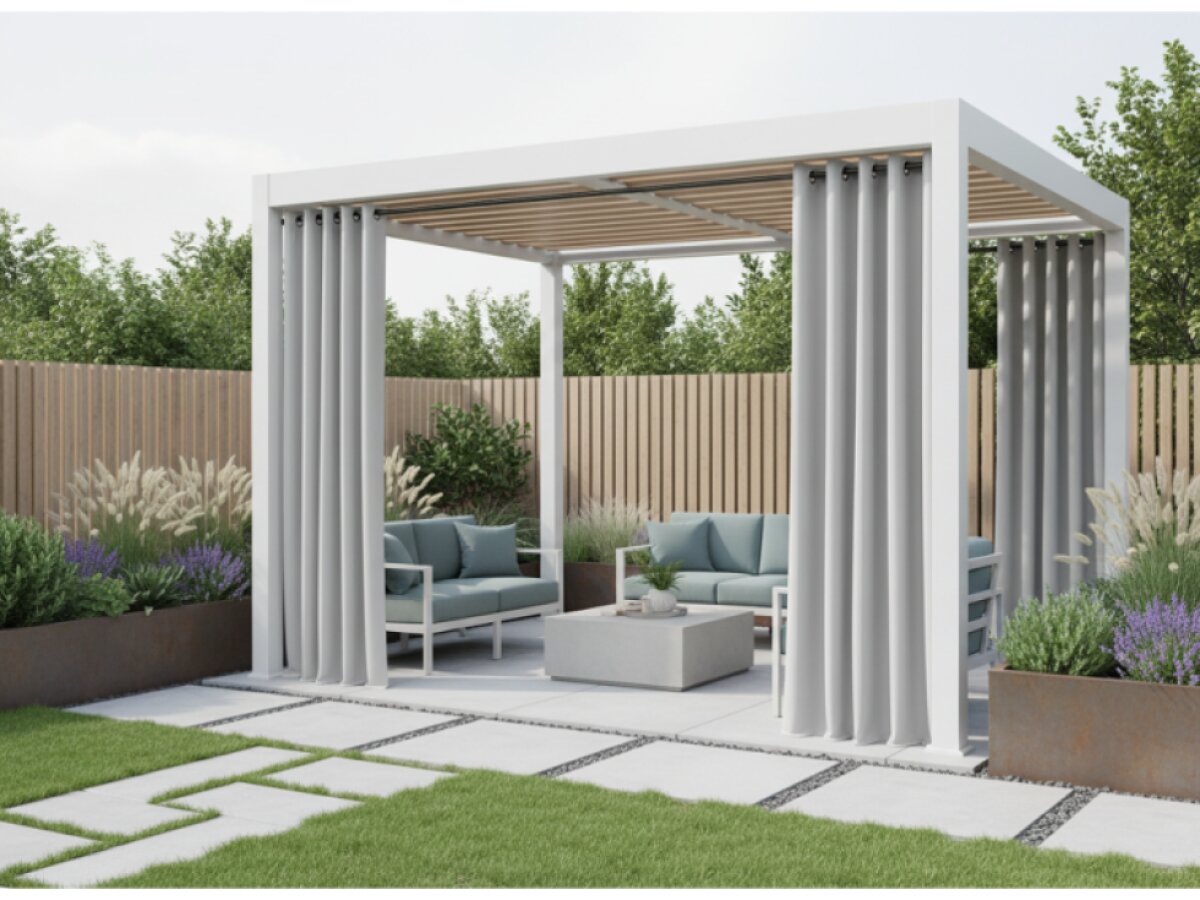 Venkovní zahradní závěs s kroužky GARDENIA RING bílá, šířka 140 cm výška různé rozměry Mybesthome