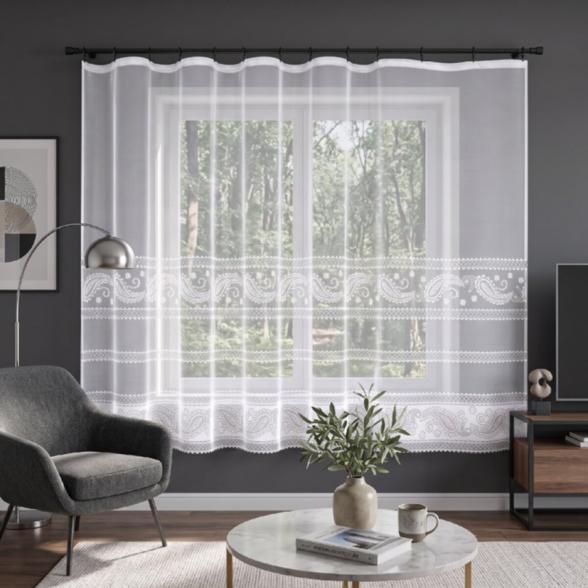 Dekorační žakárová záclona s řasící páskou EDGAR 160 bílá 300x160 cm MyBestHome