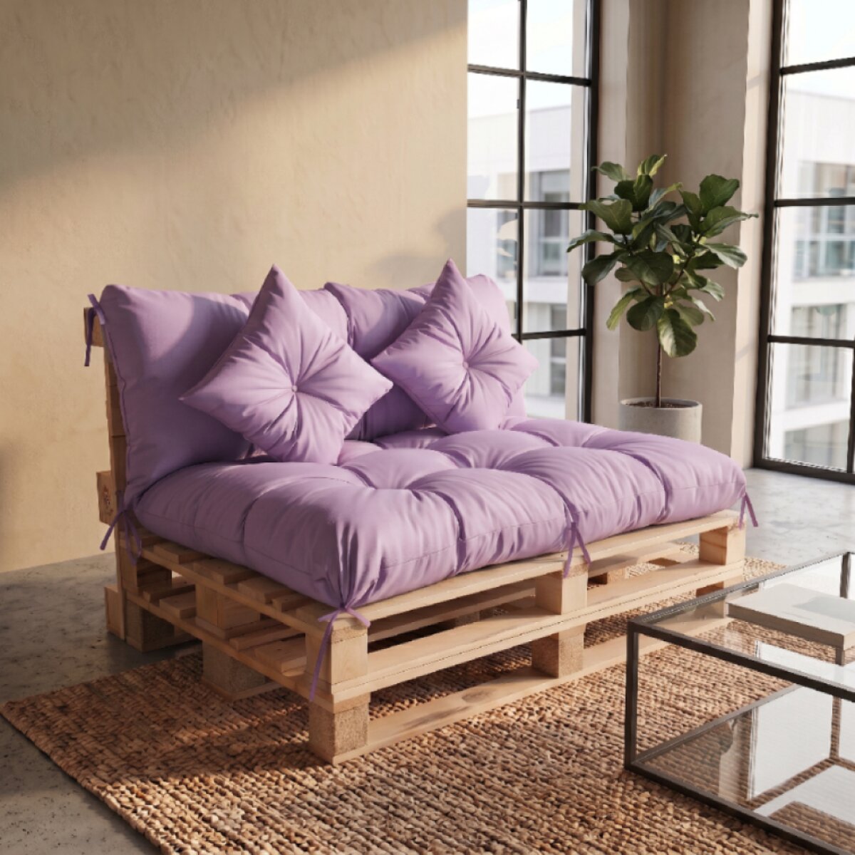 Interiérový polstr na palety LIVING 30 lila – do obývacího pokoje MyBestHome