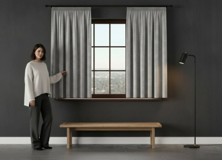 Dekorační krátký závěs s řasící páskou VALMI 140x160 cm color 005 světle šedá (cena za 1 kus) MyBestHome