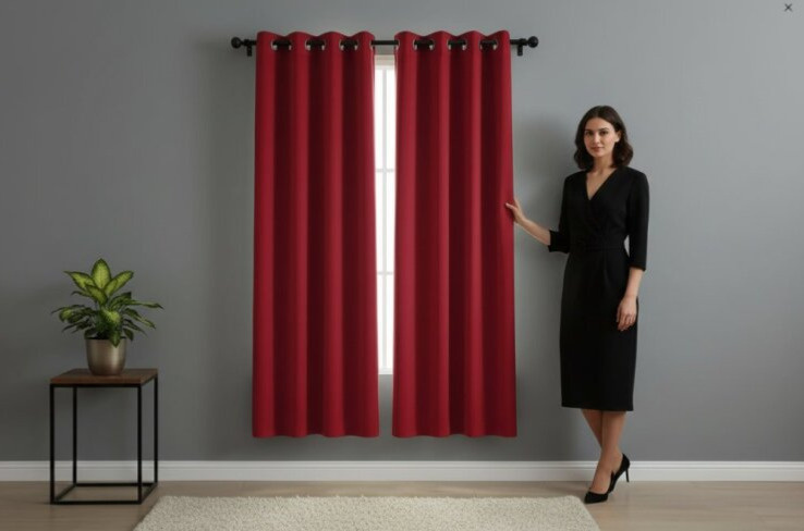 Zatemňovací krátký závěs s kroužky FLAVIA- BLACKOUT 135x180 cm červená (cena za 1 kus) Mybesthome