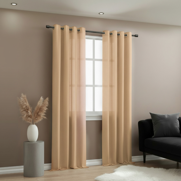Dekorační dlouhý jednobarevný závěs s kroužky EASY TOP broskovová 1x140x250 cm (cena za 1 kus) MyBestHome
