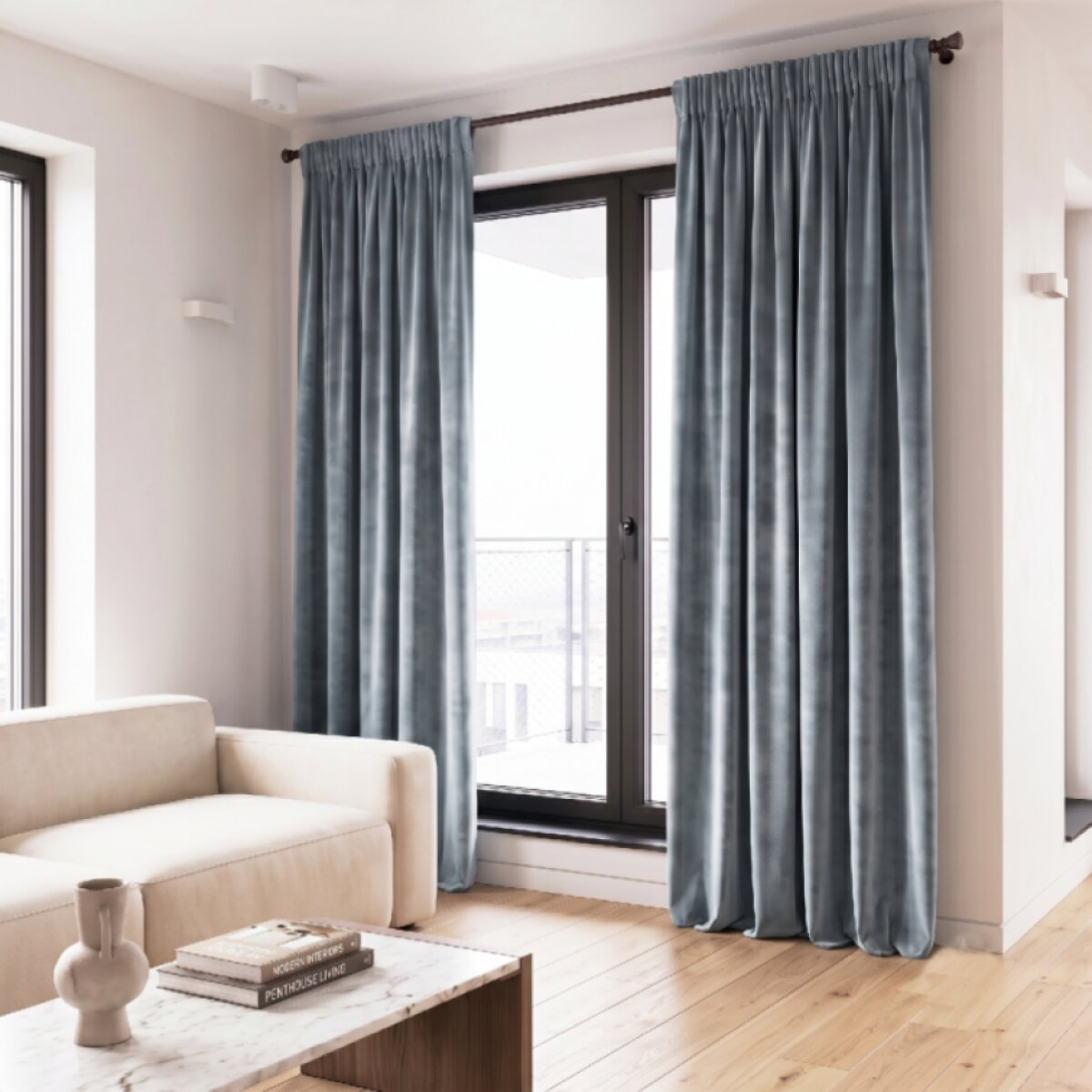 Dekorační závěs s řasící páskou VALMONT 140 cm x 250 nebo 260 cm color 063 modrá (cena za 1 kus) MyBestHome