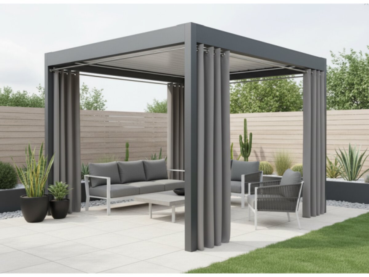 Venkovní zahradní závěs s kroužky GARDENIA RING světle šedá, šířka 140 cm, výška různé rozměry (cena za 1 kus) MyBestHome