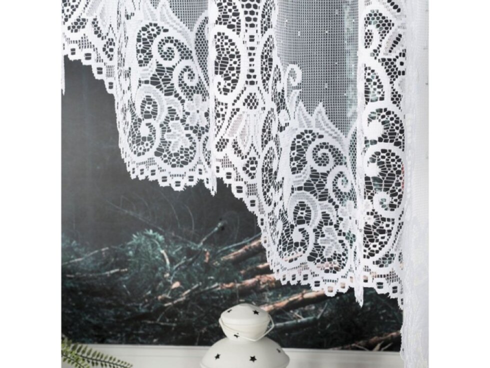 Dekorační krátká vzorovaná záclona na žabky BERENIKA 160 bílá 530x160 cm MyBestHome