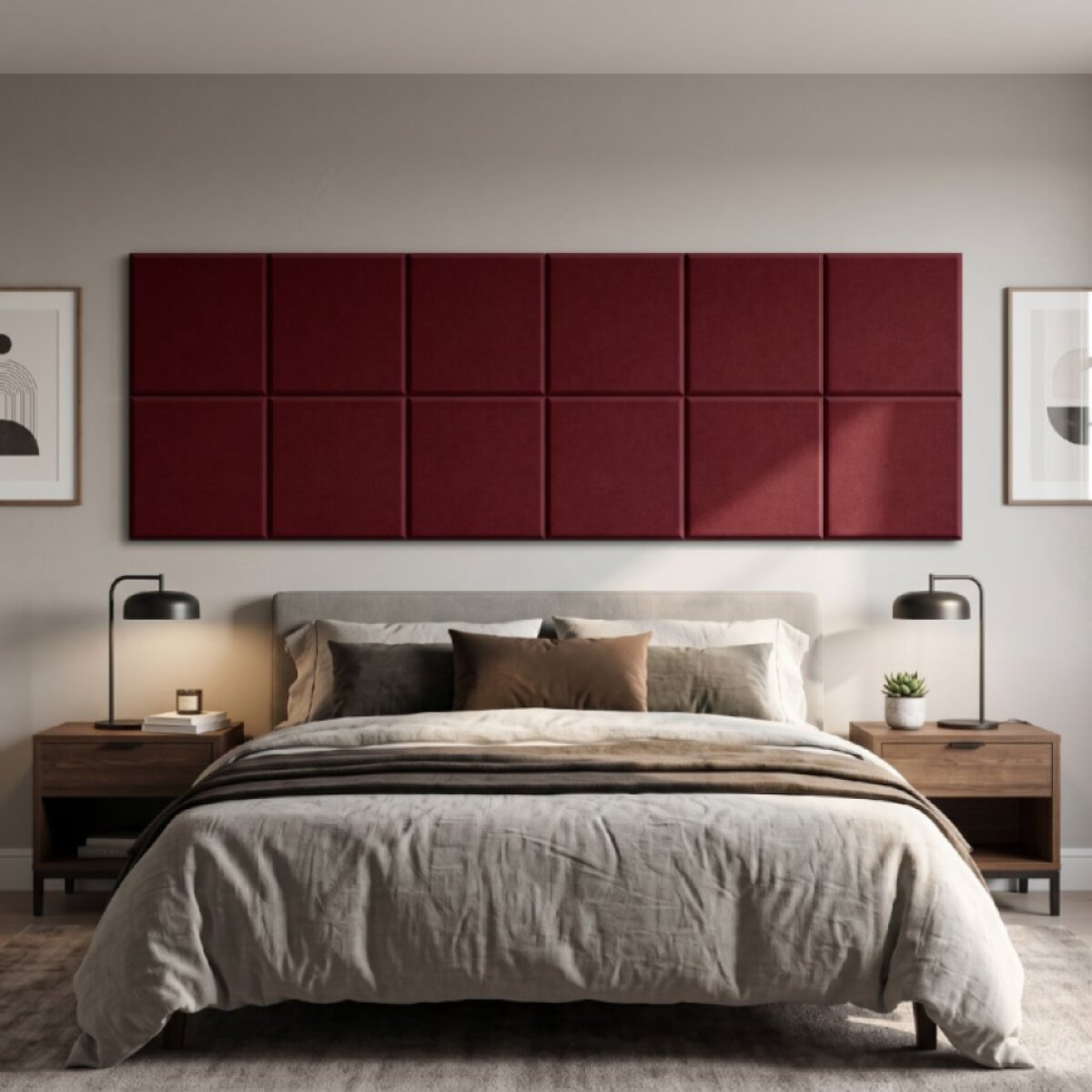 Čalouněný nástěnný panel různé rozměry vínová čtverec MyBestHome