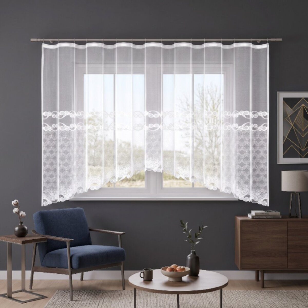 Dekorační žakárová záclona s řasící páskou MICHAELA 160 bílá 400x160 cm MyBestHome