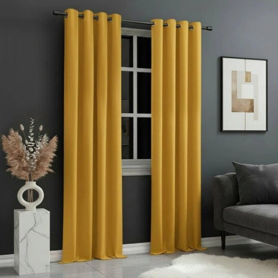 Dekorační závěs EASY TOP hořčicová s kroužky 140x250 cm
