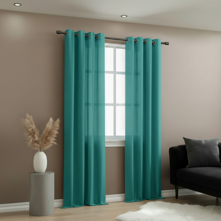 Dekorační dlouhý jednobarevný závěs s kroužky EASY TOP tyrkysová 1x140x250 cm (cena za 1 kus) MyBestHome