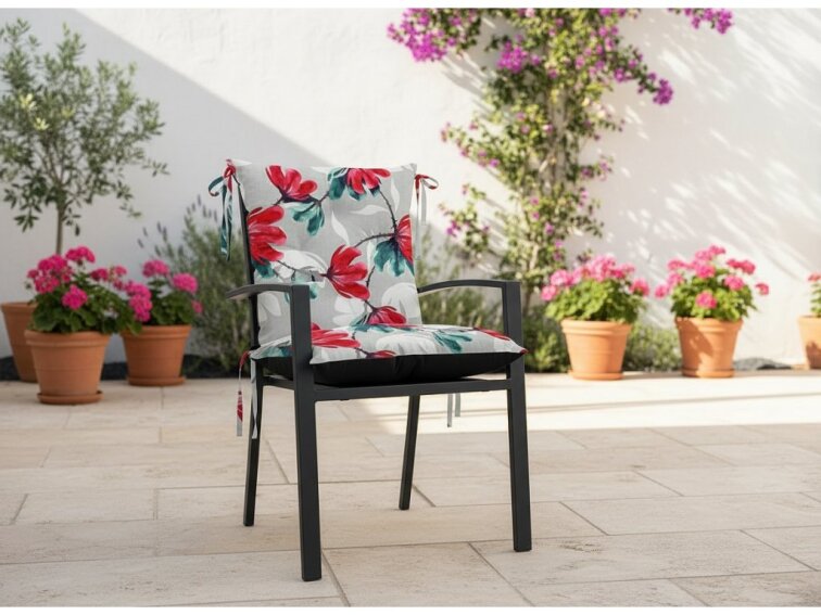 Zahradní prošívaný podsedák na židli s opěrkou OSCAR vzor 132 50x50x50 cm Mybesthome