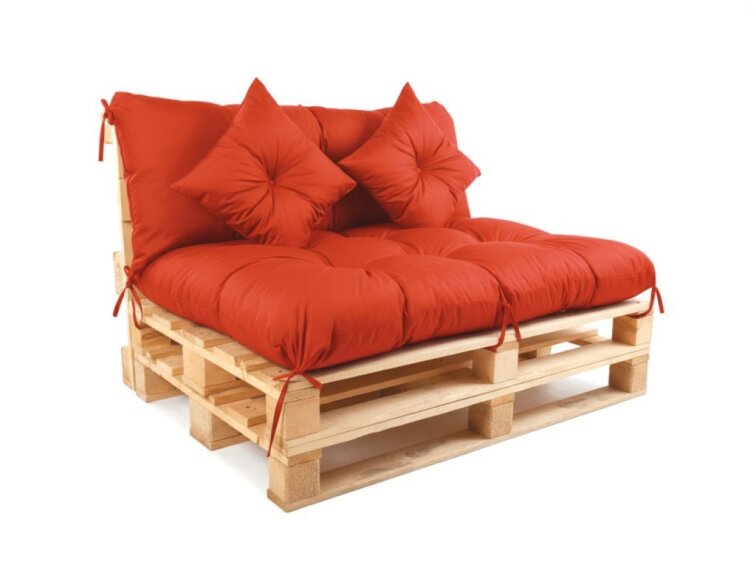 Polstr CARLOS color 10 červená, sedák 120x80 cm, opěrka 120x40 cm, paletové prošívané sezení Mybesthome