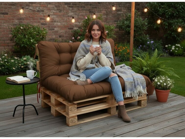 Paletové prošívané sezení PIETRO SET - sedák 120x80 cm, opěrka 120x40 cm, color 22 hnědá, Mybesthome