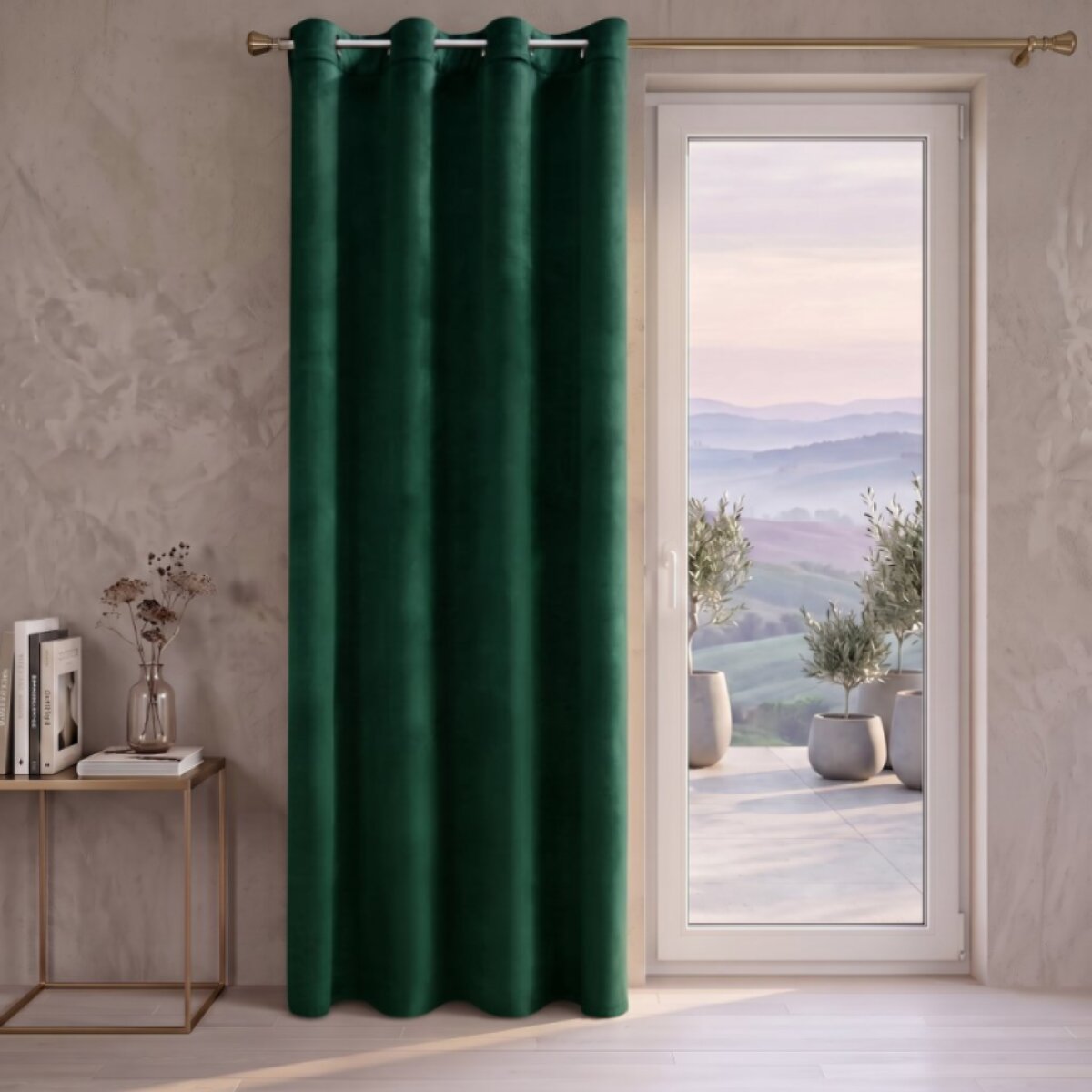 Dekorační velvet závěs s kroužky PAULINA 140x250 cm zelená (cena za 1 kus) MyBestHome