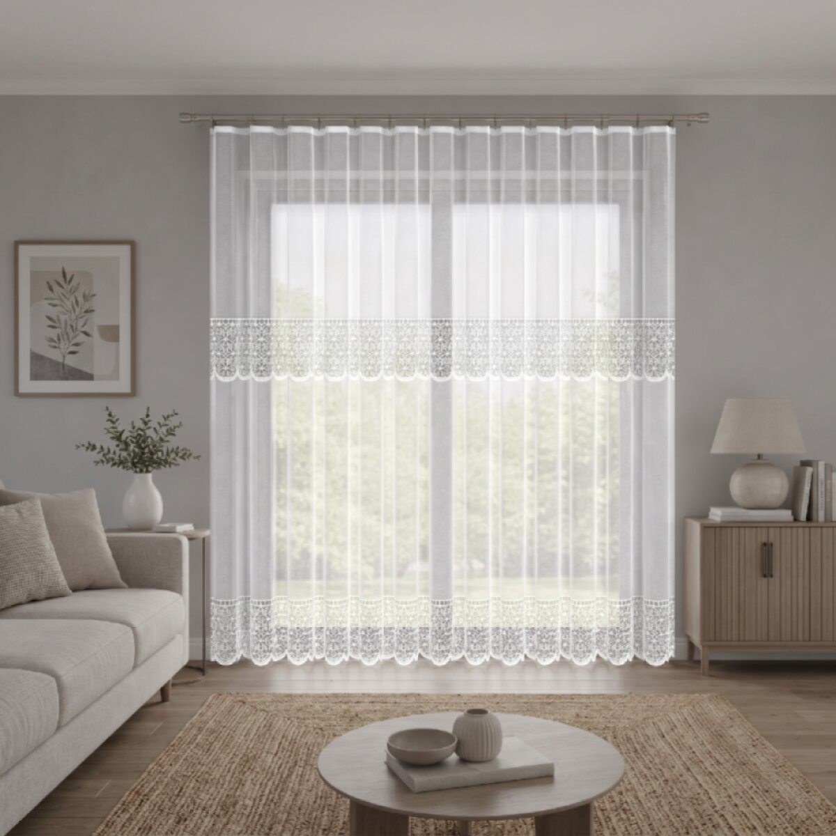 Dekorační žakárová záclona s řasící páskou AMON 250 bílá 200x250 cm MyBestHome