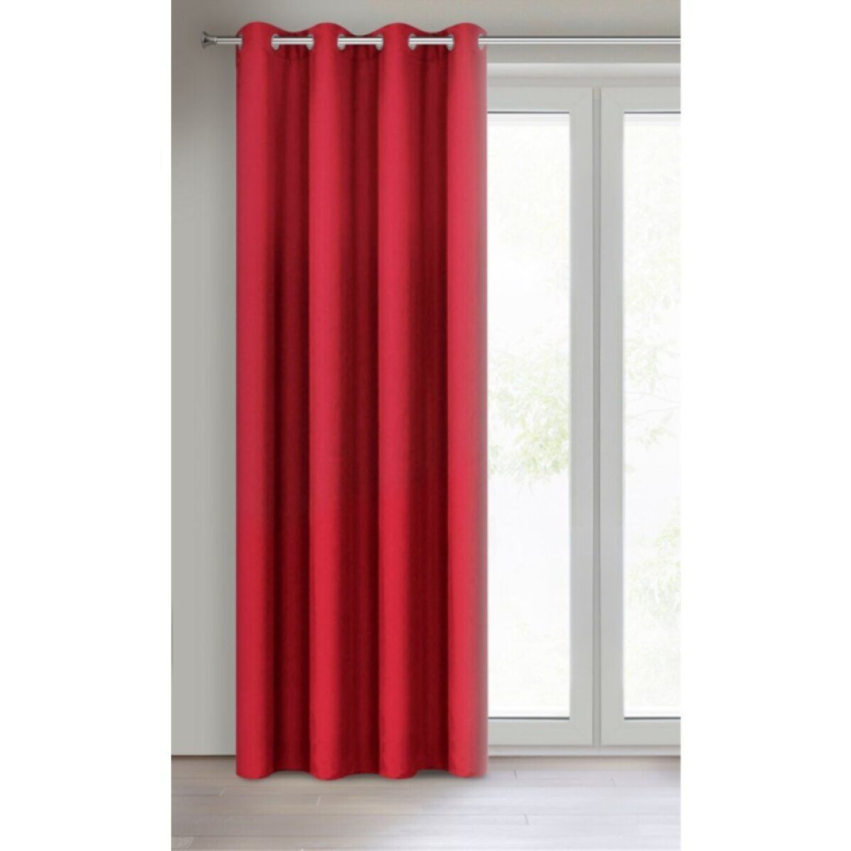 Dekorační závěs EASY TOP červená s kroužky 140x250 cm