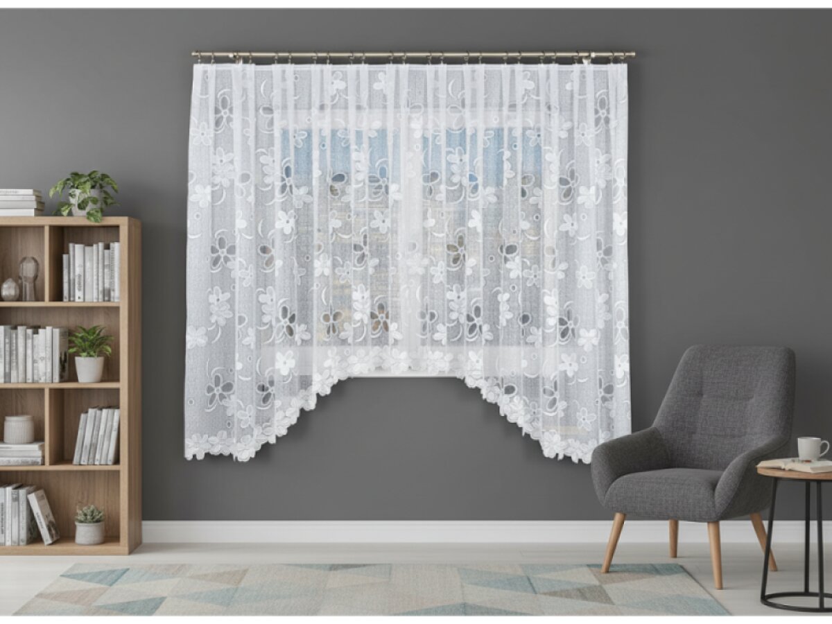 Dekorační oblouková dlouhá záclona na žabky RENATA 175 bílá 300x175 cm MyBestHome