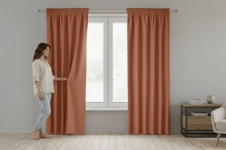 Dekorační dlouhý jednobarevný závěs s řasící páskou RAMONA červená 140x270 cm (cena za 1 kus) MyBestHome