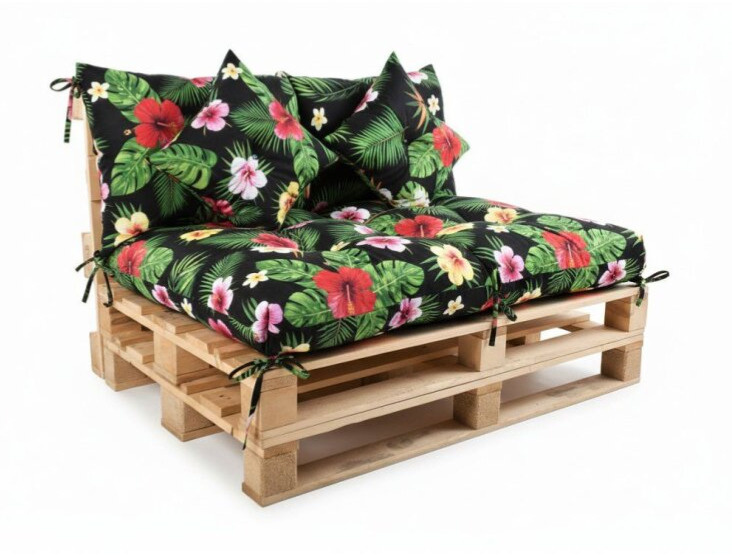 Polstr LUCA vzorovaný SET - DESIGN 74 - sedák 120x80 cm, opěrka 120x40 cm, 2x polštáře 30x30 cm, paletové prošívané sezení Mybesthome