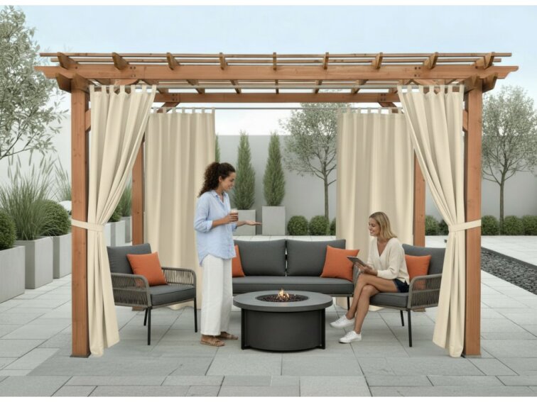 Venkovní zahradní závěs s poutky SANTIAGO color 16 smetanová, různé rozměry MyBestHome