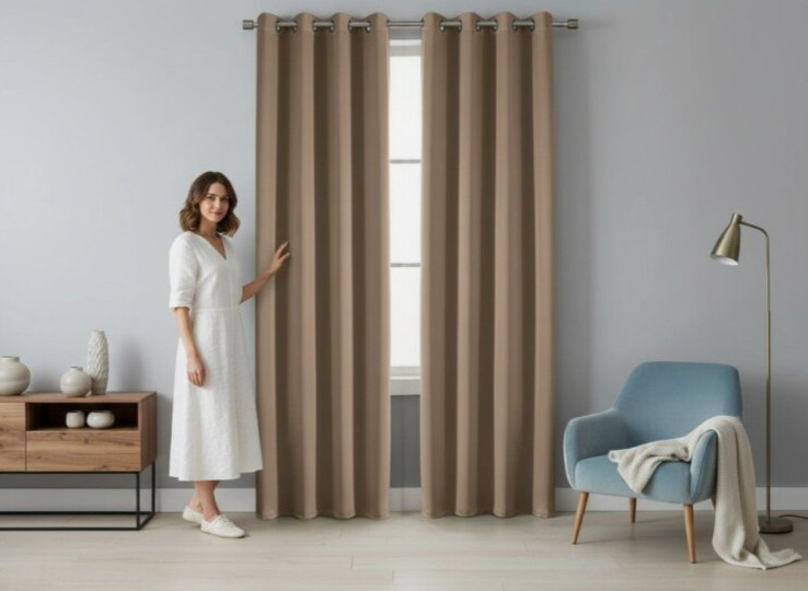 Zatemňovací závěs s kroužky "BLACKOUT" SIERRA 135x250 cm cappuccino (cena za 1 kus) MyBestHome