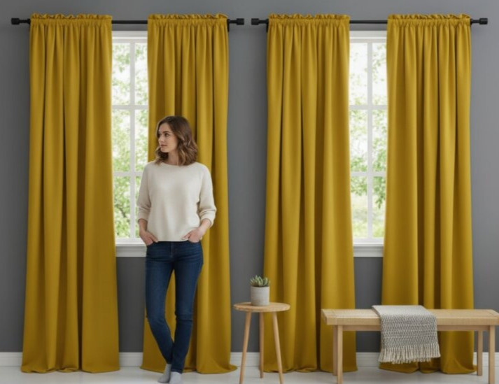 Zatemňovací závěs s řasící páskou "BLACKOUT" VIGO 135x250 cm, mustard/hořčicová, (cena za 1 kus) MyBestHome