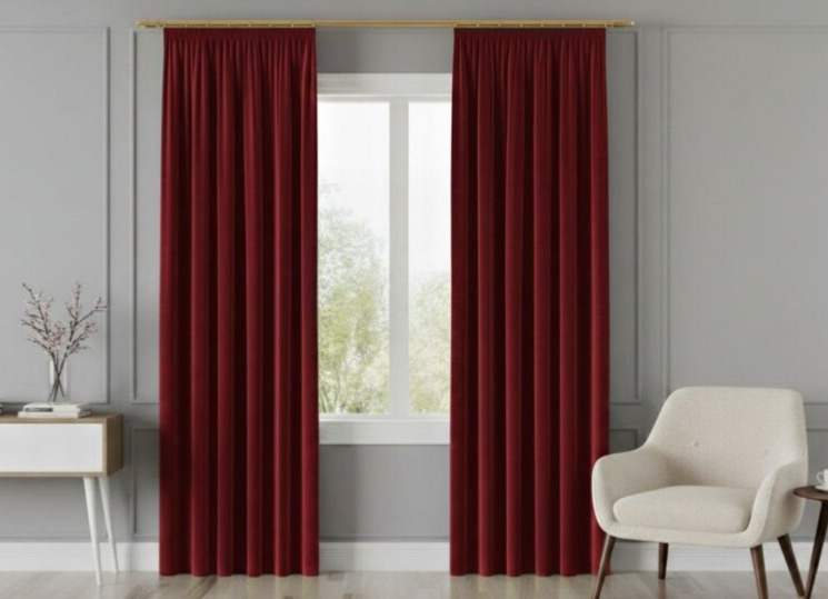 Dekorační závěs s řasící páskou VALMONT 140 cm x 250 nebo 260 cm color 043 červená (cena za 1 kus) MyBestHome