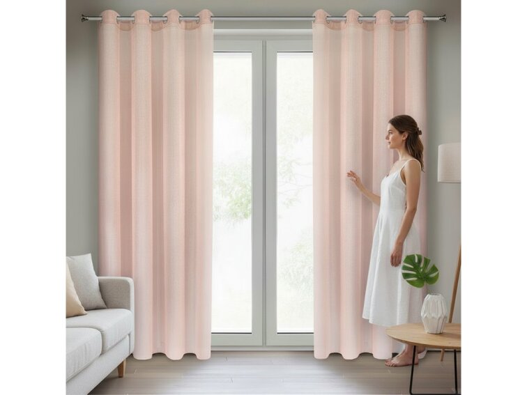 Dekorační dlouhá záclona s kroužky s jemnou stukturou STELLA 140x250 cm růžová (cena za 1 kus) MyBestHome