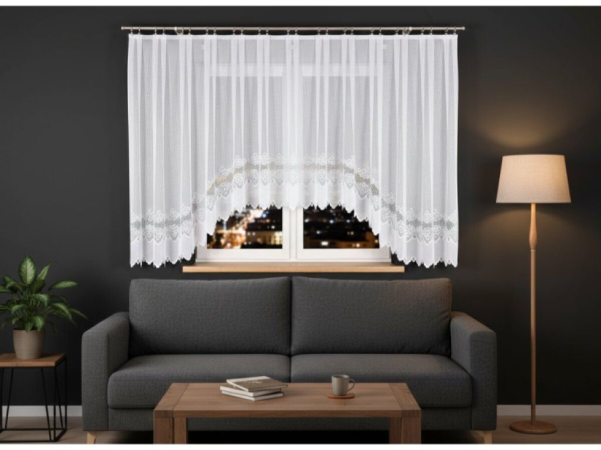 Dekorační krátká vzorovaná záclona na žabky MODESTA 160 bílá 500x160 cm MyBestHome