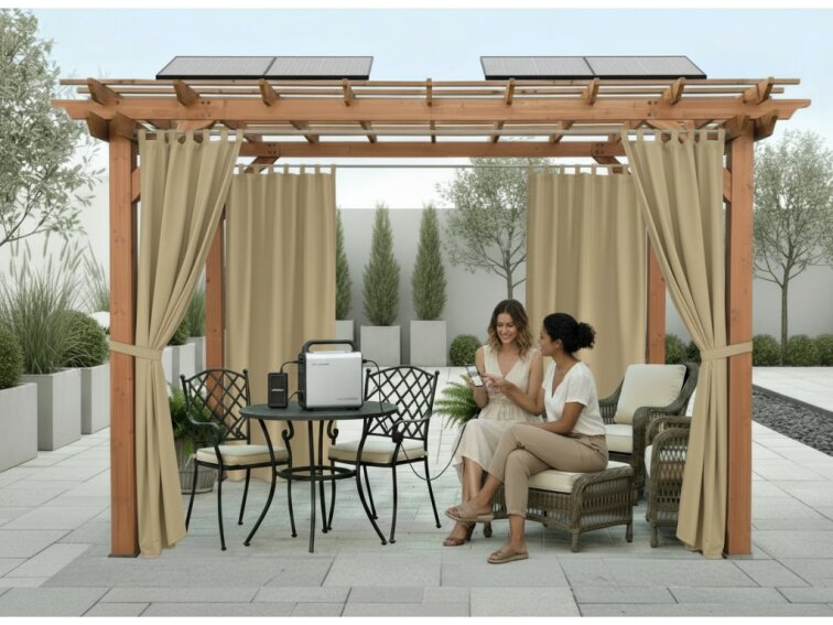 Venkovní zahradní závěs s poutky SANTIAGO color 21 béžová, různé rozměry MyBestHome