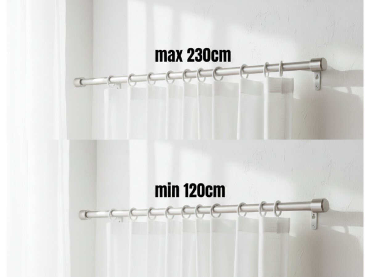 Kovová teleskopická garnýž VINCENZO stříbrná matná 120-230 cm Ø 16/19 mm jednořadá Mybesthome