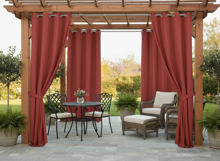 Venkovní zahradní závěs s kroužky MONTANA color 12 vínová, různé rozměry MyBestHome