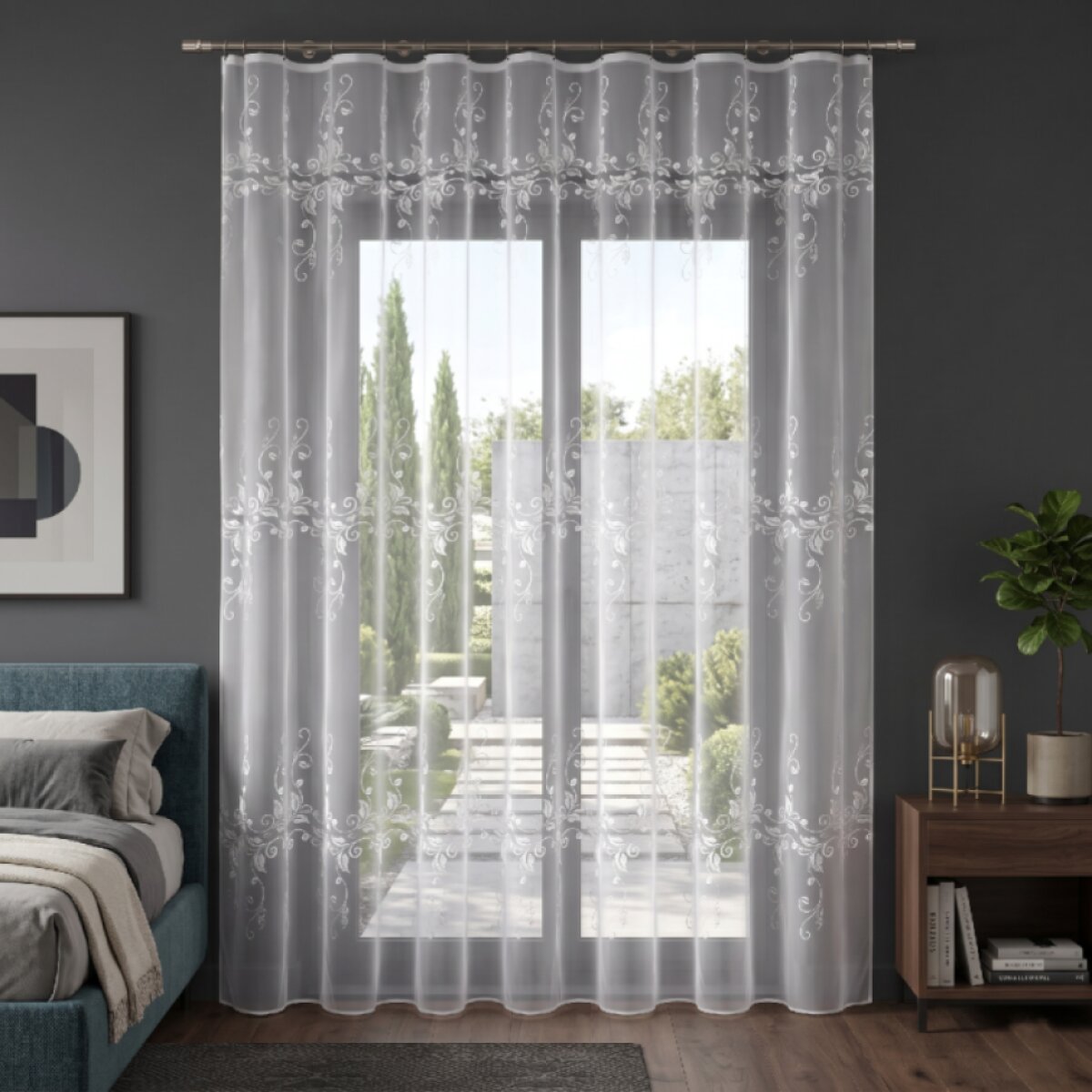 Dekorační žakárová záclona s řasící páskou KAMILA 250 bílá 200x250 cm MyBestHome