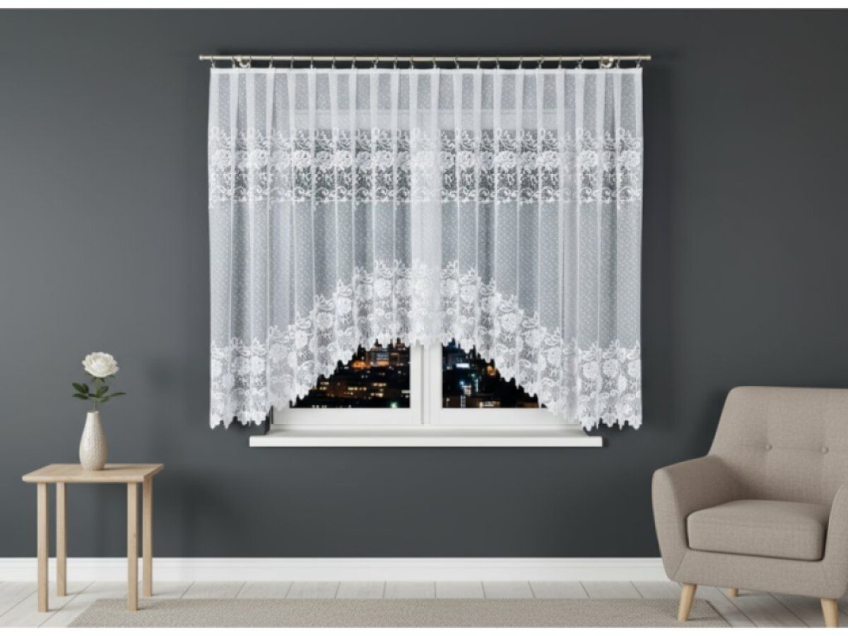 Dekorační krátká vzorovaná záclona na žabky DEMETRIA 160 bílá 500x160 cm MyBestHome