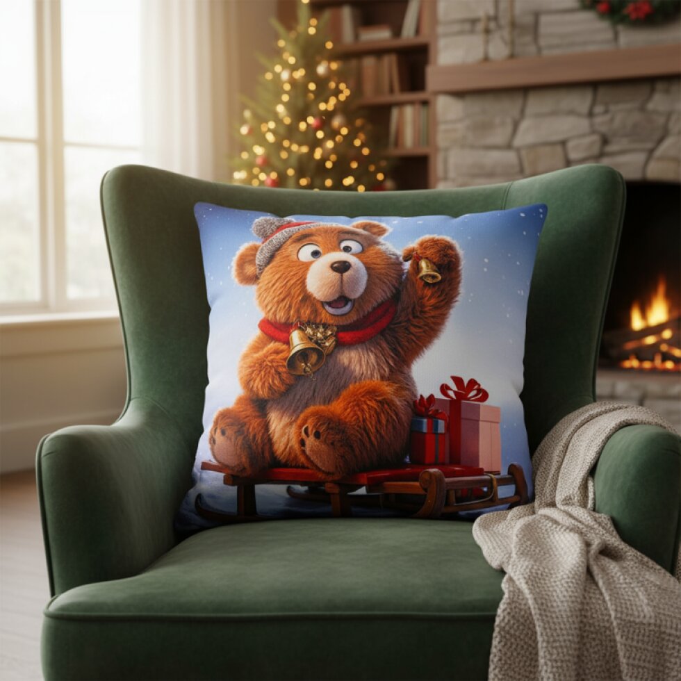Vánoční povlak na polštář CHRISTMAS TEDDY BEAR I. 40x40 cm