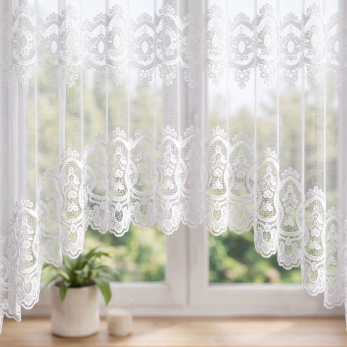 Dekorační krátká vzorovaná záclona na žabky DARIA 120 bílá 300x120 cm MyBestHome