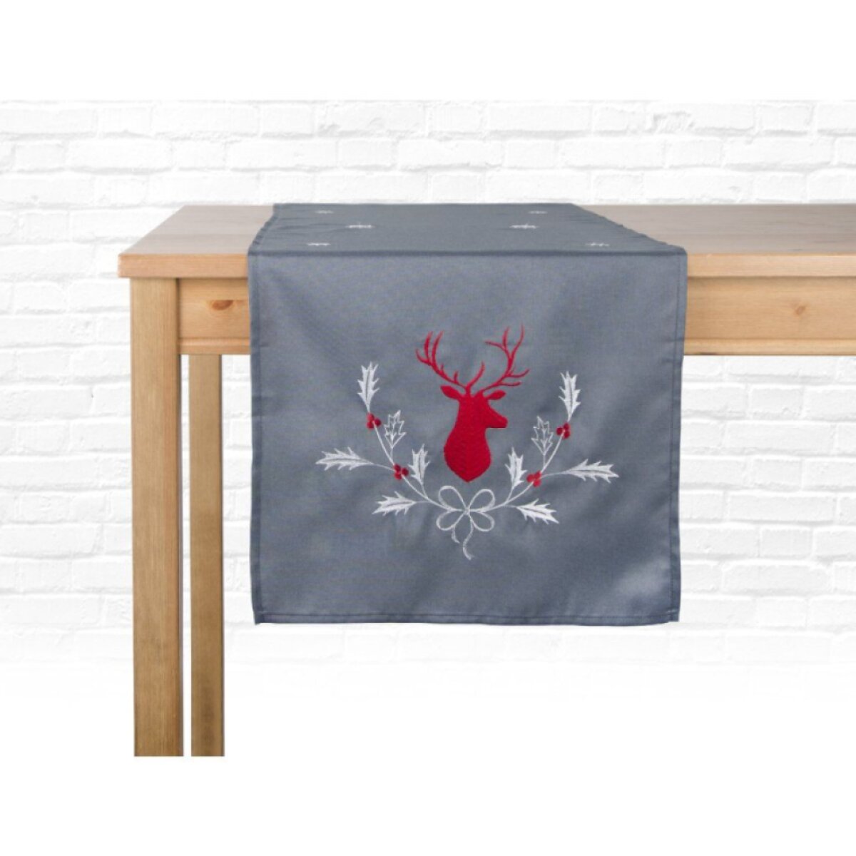 Vánoční běhoun na stůl DEER 40x140 cm, tmavě šedá