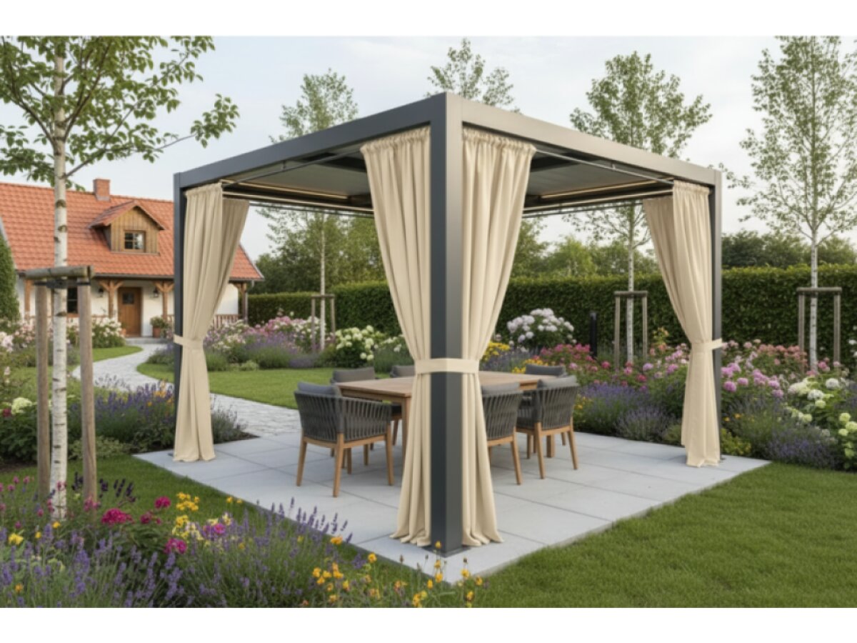 Venkovní zahradní závěs s kroužky GARDENIA TAPE krémová, šířka 140 cm výška různé rozměry Mybesthome