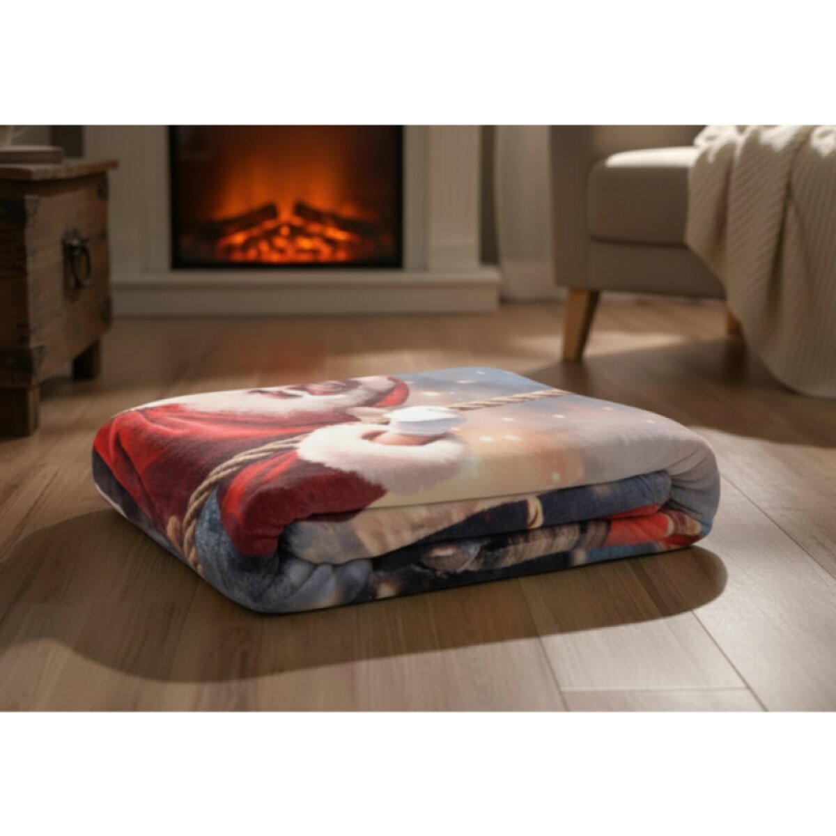 Vánoční deka s beránkem PLAID CHRISTMAS – motiv Santa 130x160 cm