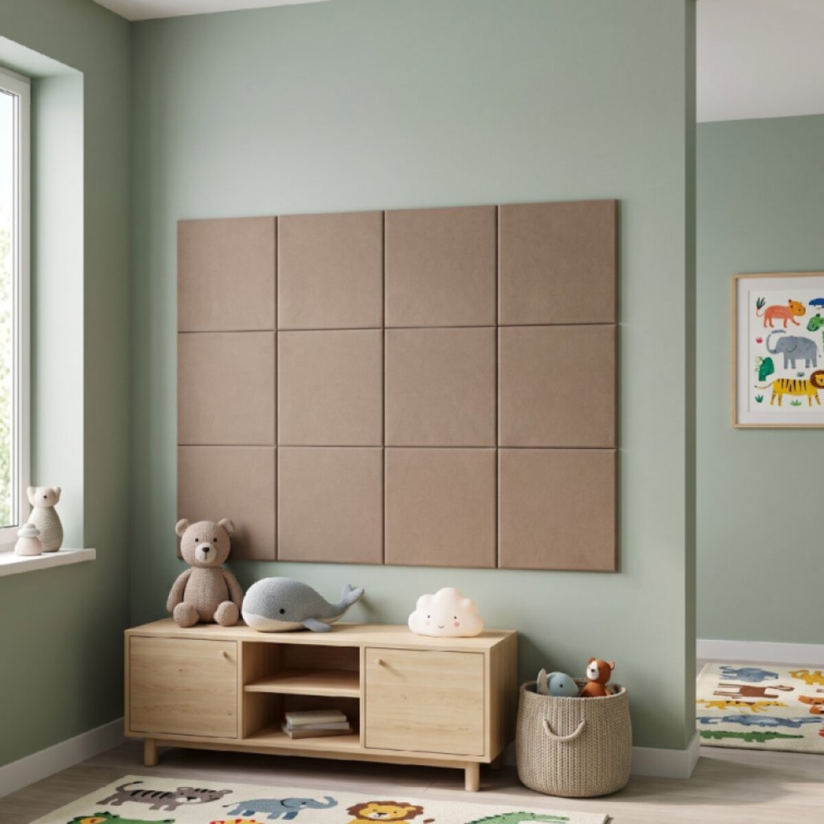 Čalouněný nástěnný panel různé rozměry béžová čtverec MyBestHome