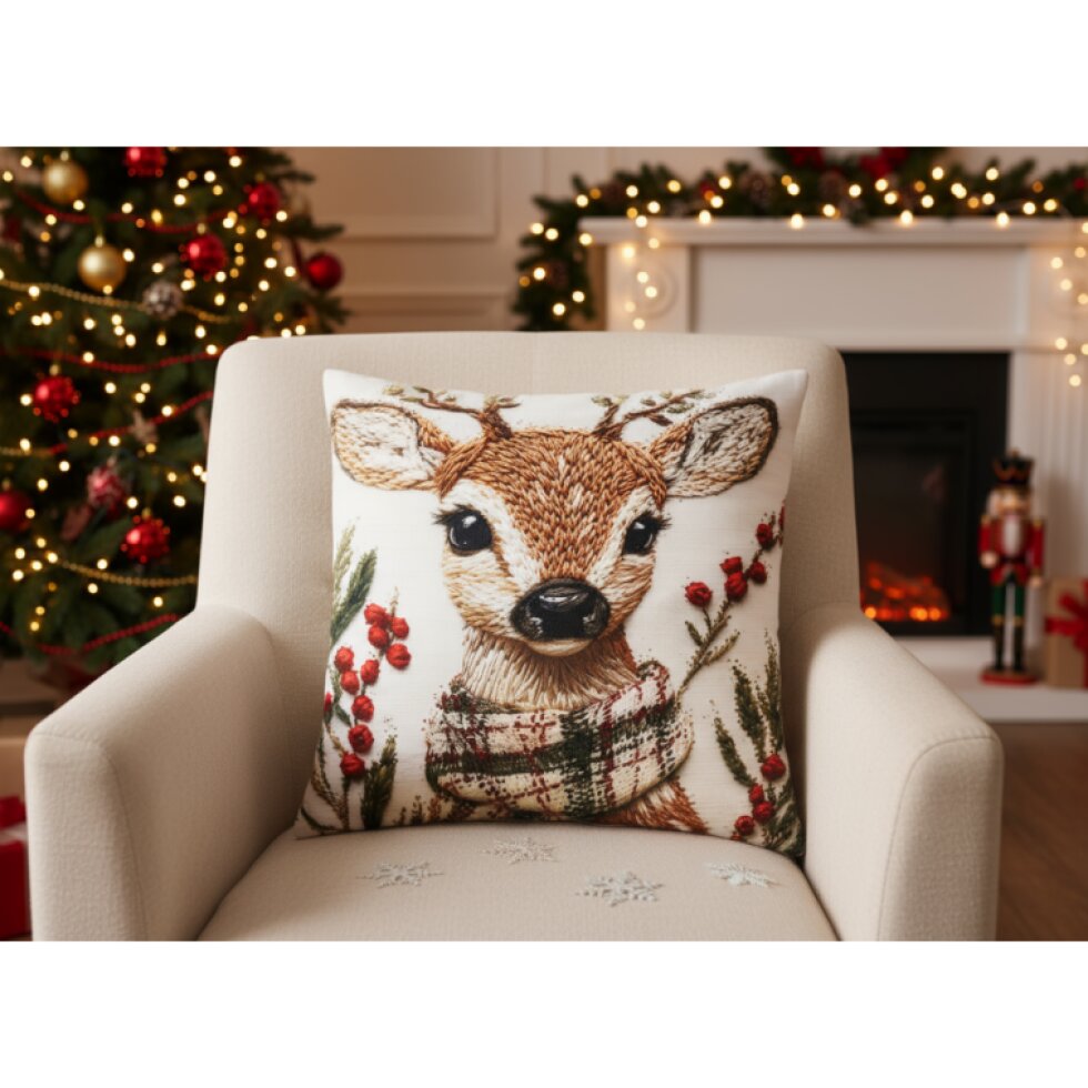 Vánoční povlak na polštář CHRISTMAS DAY motiv III. 40x40 cm