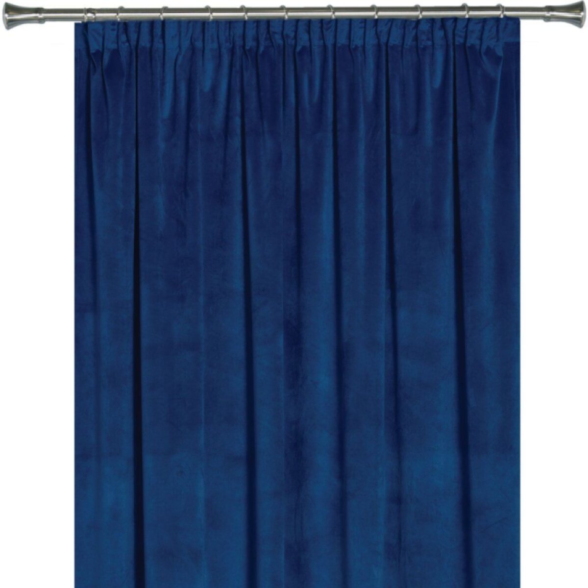 Dekorační VELVET závěs s řasící páskou VELUTTO tmavě modrá 140x260 cm (cena za 1 kus) MyBestHome