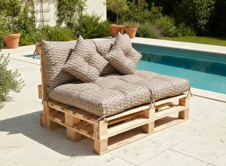Polstr LUCA vzorovaný SET - DESIGN 53 - sedák 120x80 cm, opěrka 120x40 cm, 2x polštáře 30x30 cm, paletové prošívané sezení Mybesthome