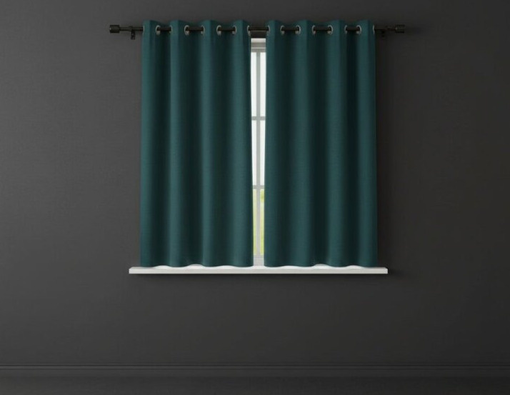 Zatemňovací krátký závěs s kroužky "BLACKOUT" NEW VITORIA 135x160 cm petrolejová (cena za 1 kus) Mybesthome