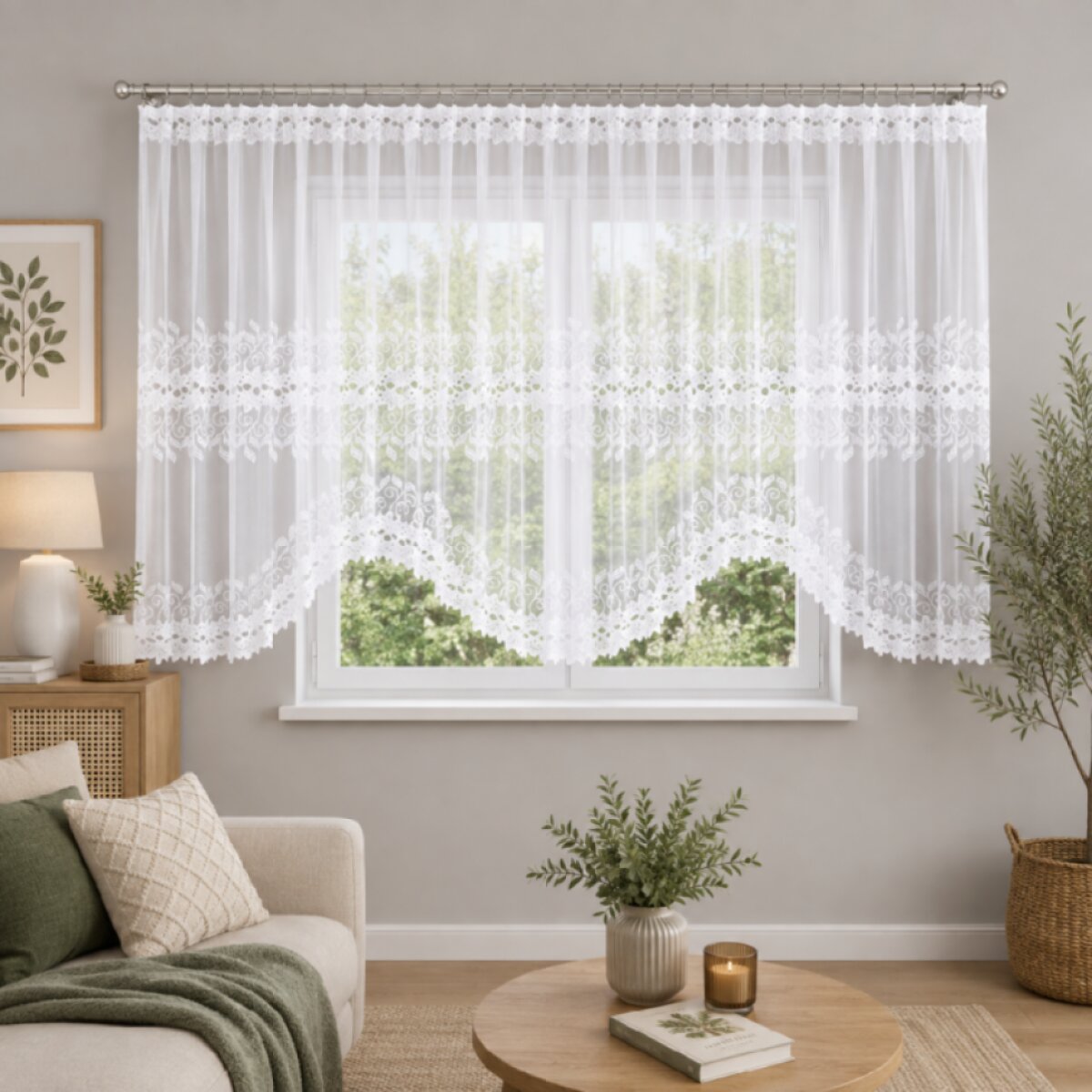 Dekorační krátká vzorovaná záclona na žabky BASTIA 600x160 cm MyBestHome
