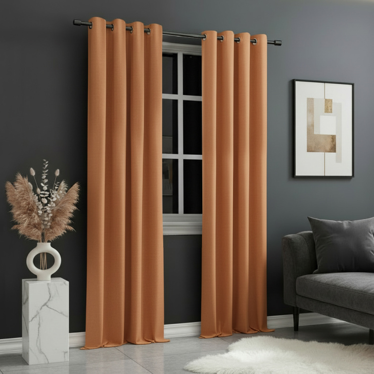 Dekorační dlouhý jednobarevný závěs s kroužky EASY TOP cihlová 1x140x250 cm (cena za 1 kus) MyBestHome