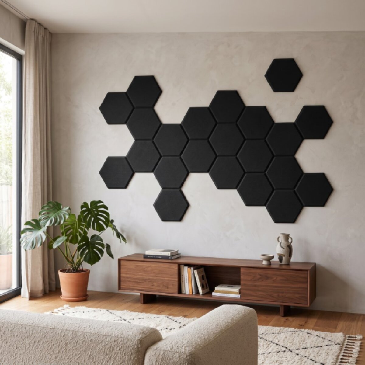 Čalouněný nástěnný panel HEXAGON více rozměrů grafitová MyBestHome