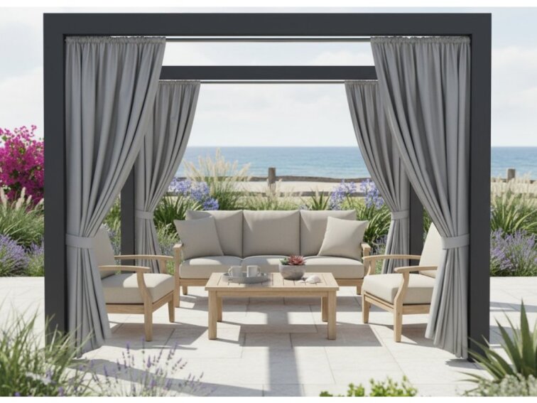 Venkovní zahradní závěs s tunýlkem BOGOTA šedá 05 různé rozměry MyBestHome