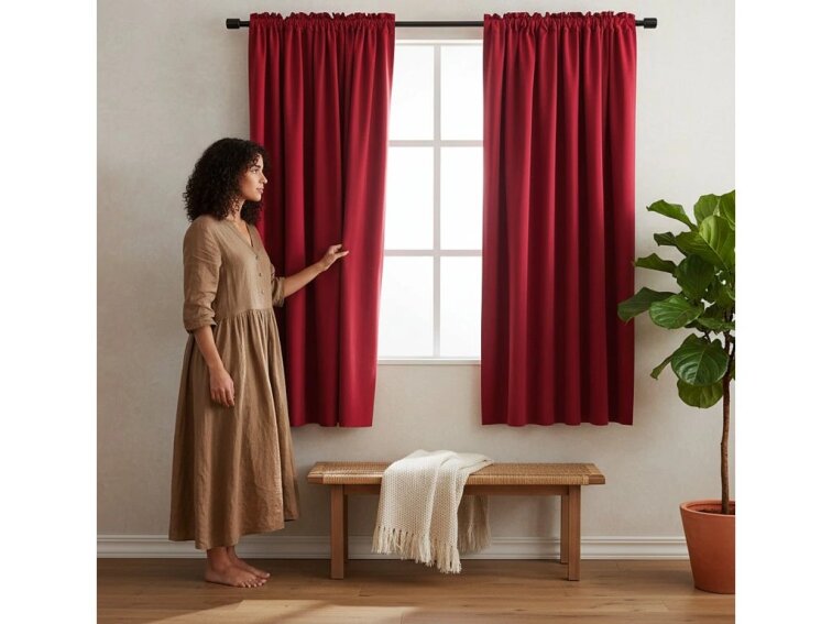 Zatemňovací závěs s řasící páskou "BLACKOUT" 135x180 cm RABAT červená (cena za 1 kus) MyBestHome